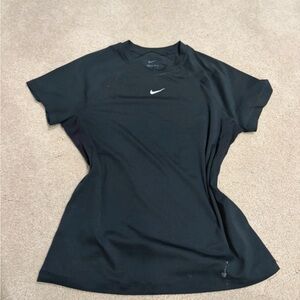 Nike Women's Black Short Sleeve Athletic Tee with White Swoosh